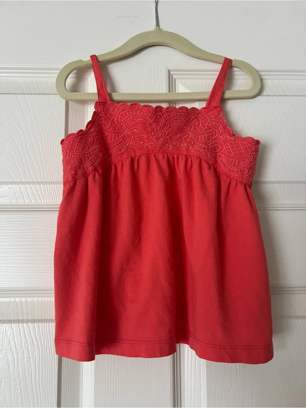 Red Embroidered Tank Top - Girls